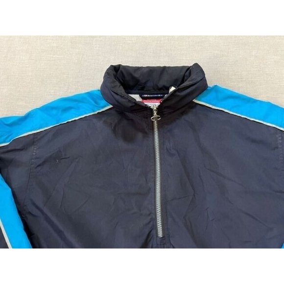 Champion Jacket Adult Medium Blue Striped Long Sleeve 1/4 Zip‎ Windbreaker Mens. - Picture 2 of 11